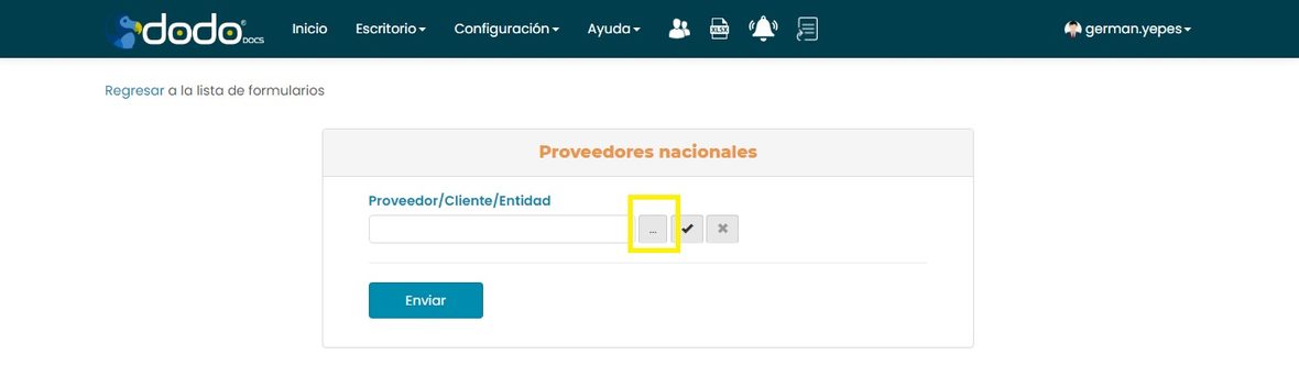 Configuración de un campo Lookup: casilla Mostrar solo un formulario y selector de Directorios.
