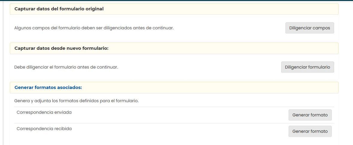 Varios tipos de requisito previo: capturar datos, generar formatos asociados y enviar email.