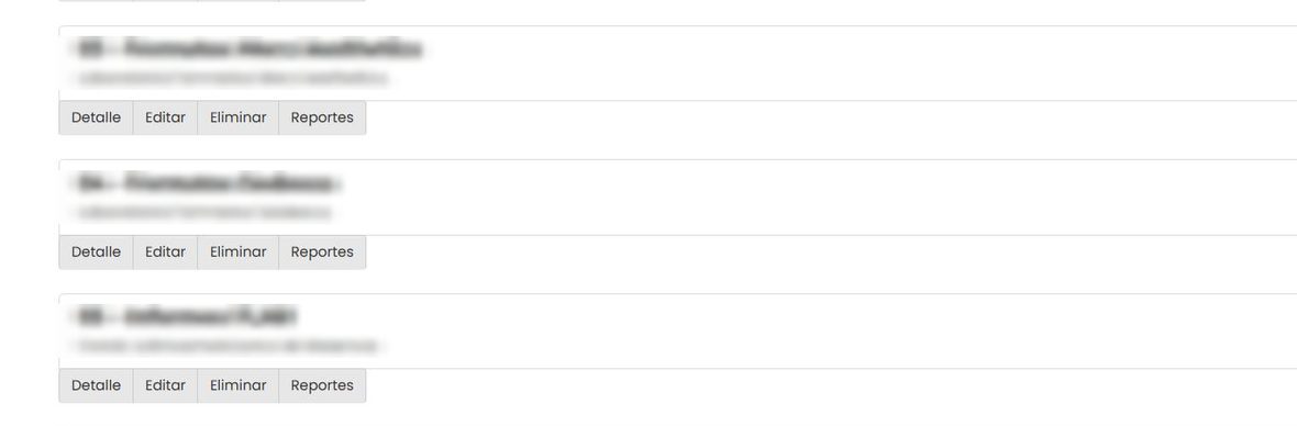 Más categorías del listado, con nombre y descripción difuminados.