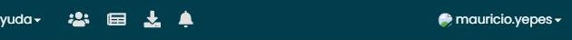 Íconos del menú superior: usuarios online, novedades, mis exportaciones de datos y vencimiento de documentos.