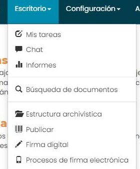 Menú «Escritorio» con la opción «Publicar».